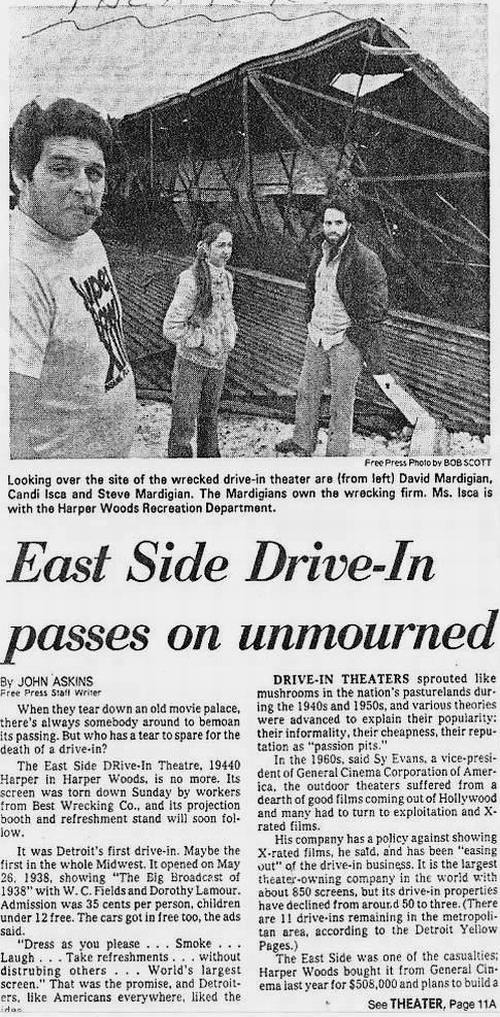 East Side Drive-In Theatre - Old Article (newer photo)